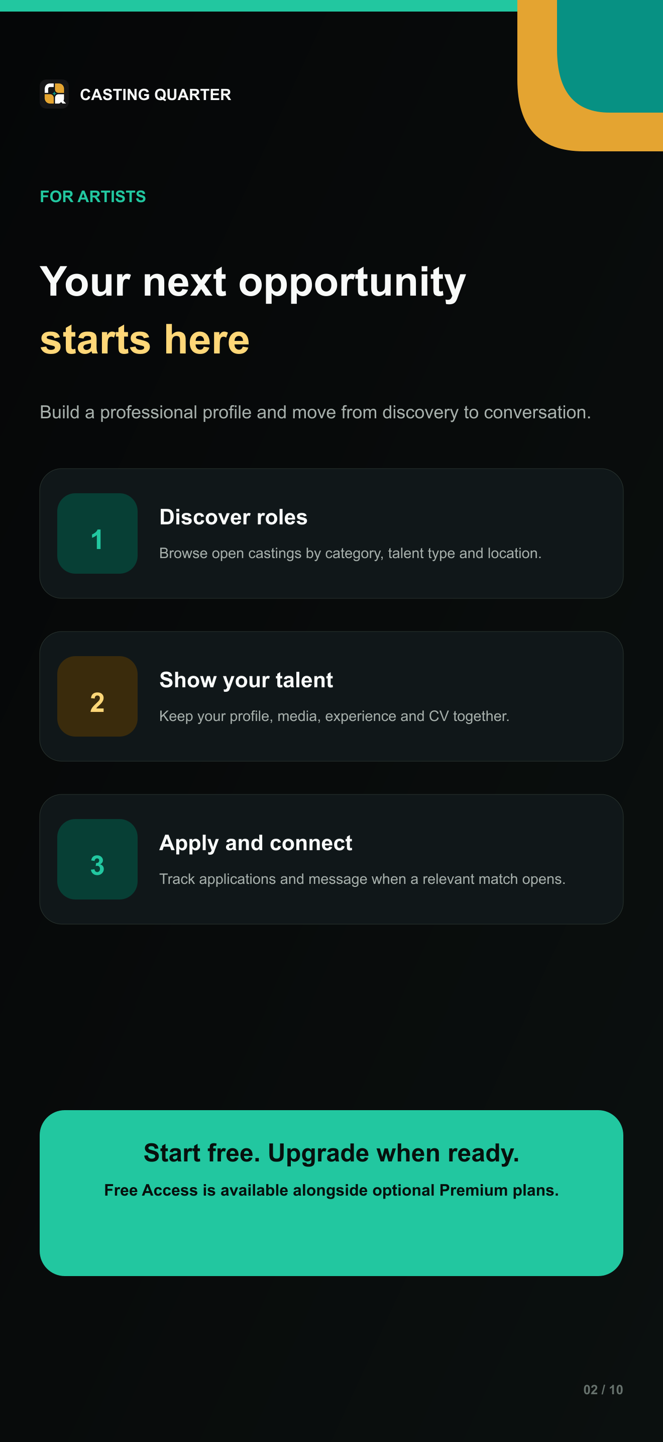 Casting Quarter artist journey screen
