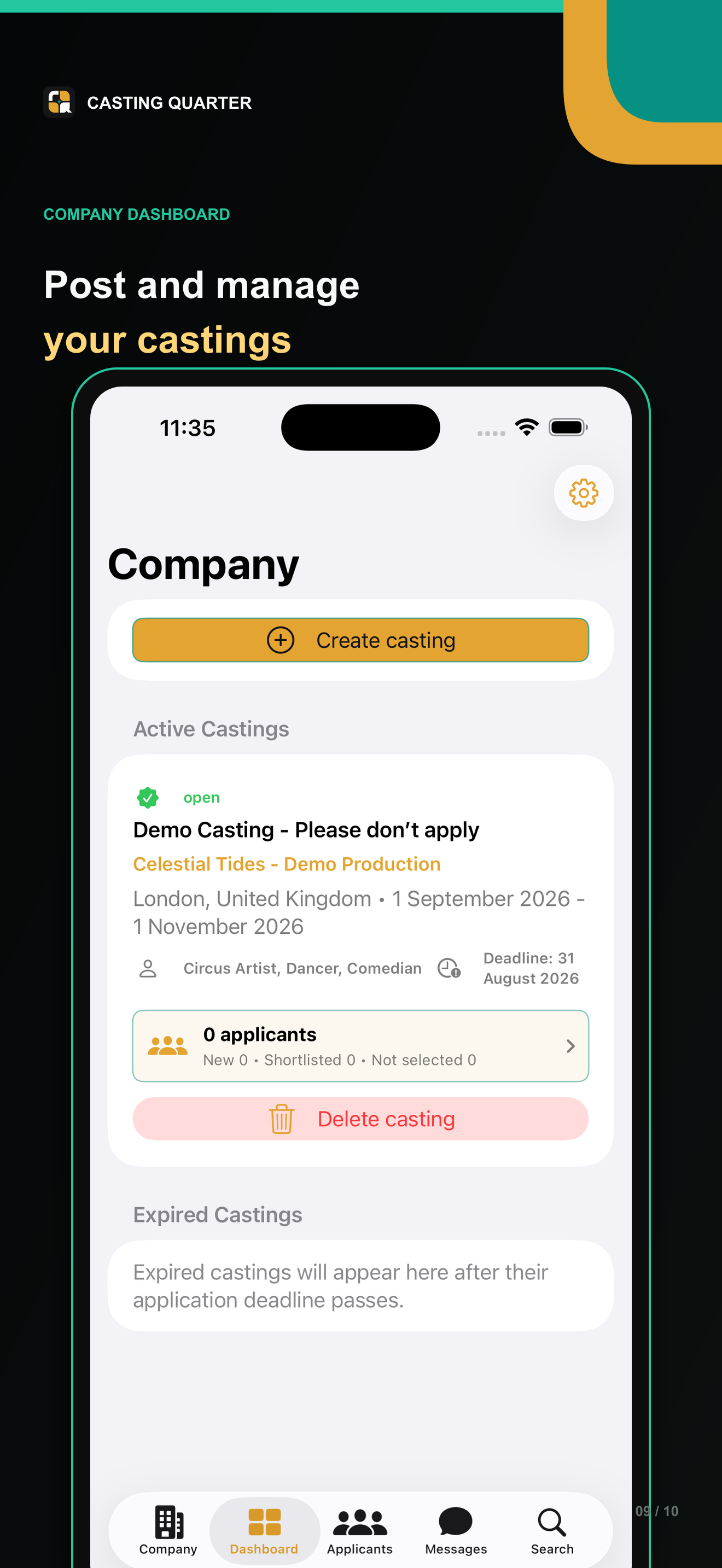 Current Casting Quarter casting management screen on iPhone